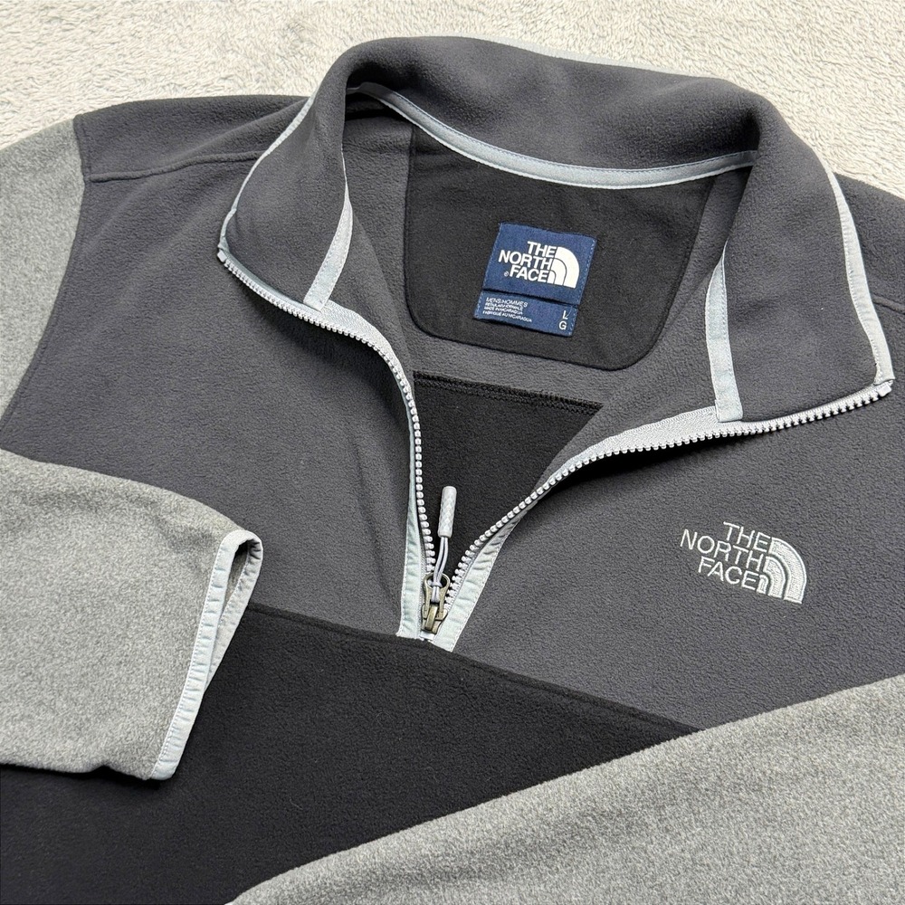 The North Face Mens Quarter Zip Fleece Lake Tahoe California Patch Gray Black L